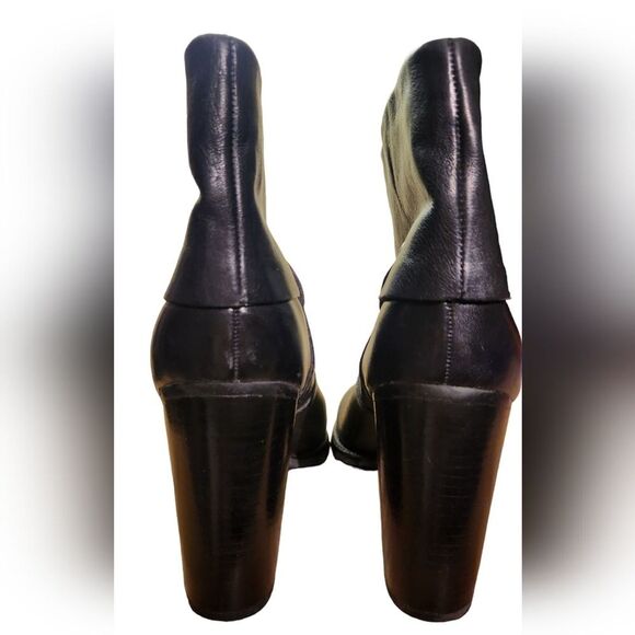 Franco Sarto Boots Leather Black Ankle Cuff Sexy Indie MOTO Whimsigoth Heel‎ 10 - Picture 8 of 15